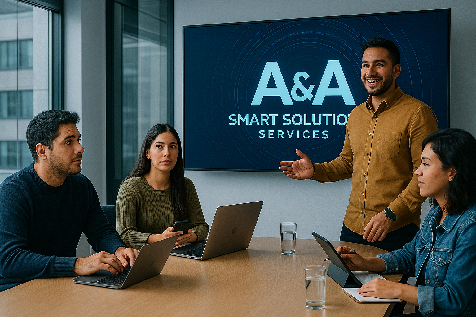Equipo de A2S3 Soluciones Integrales en una reunión de negocios